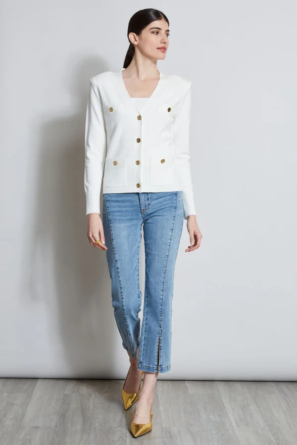 Elie Tahari Tops & Sweaters-Rib Button Sweater