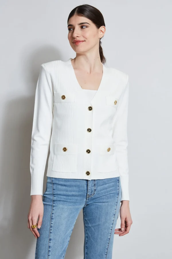 Elie Tahari Tops & Sweaters-Rib Button Sweater