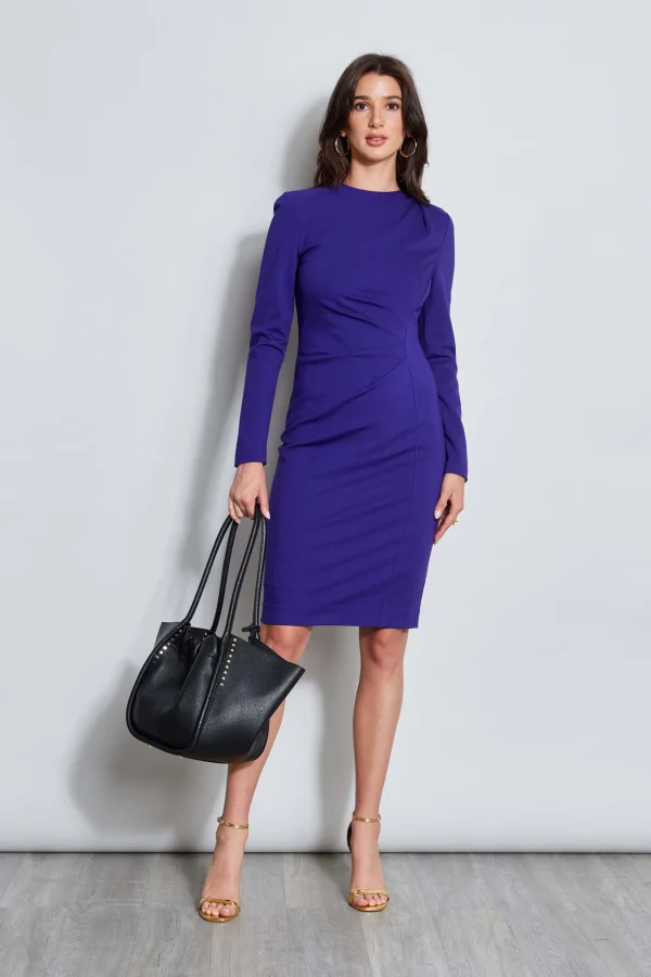 Elie Tahari Dresses & Jumpsuits | Long Sleeve Dresses-Ruched Long Sleeve Knit Dress