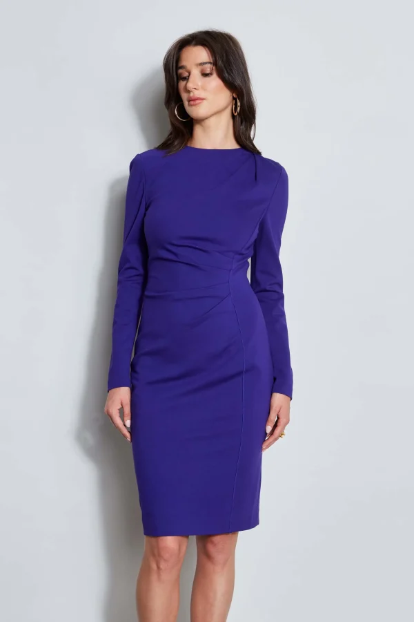 Elie Tahari Dresses & Jumpsuits | Long Sleeve Dresses-Ruched Long Sleeve Knit Dress