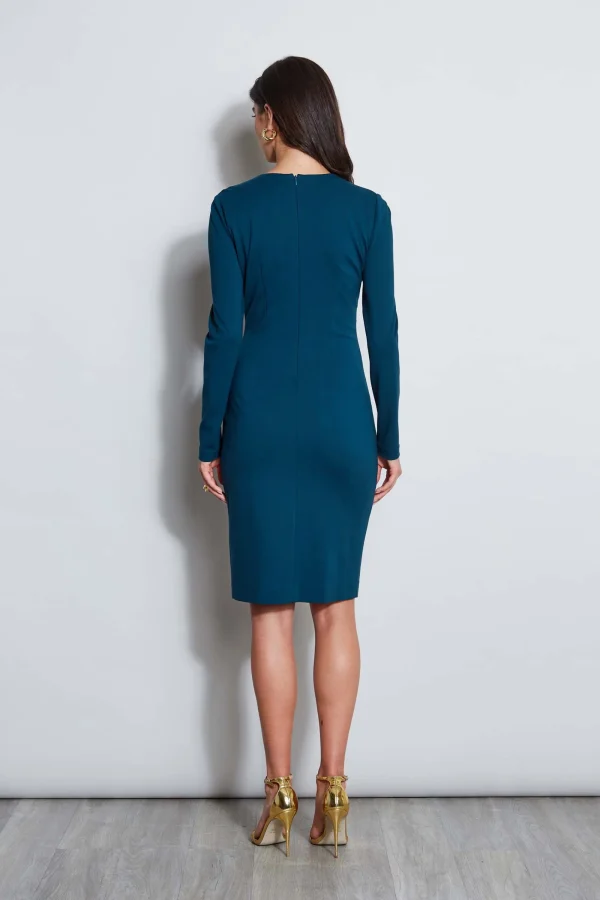 Elie Tahari Dresses & Jumpsuits | Long Sleeve Dresses-Ruched Long Sleeve Knit Dress