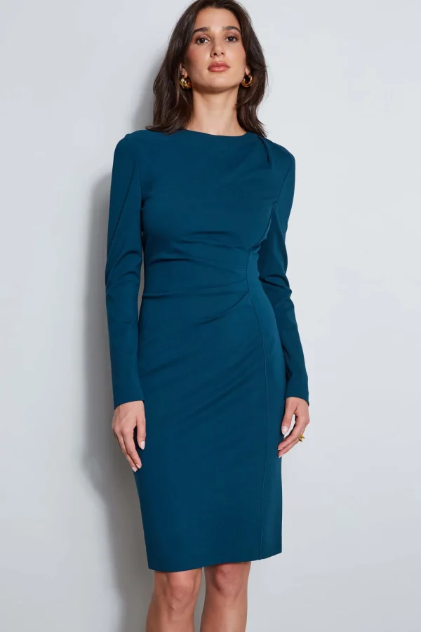 Elie Tahari Dresses & Jumpsuits | Long Sleeve Dresses-Ruched Long Sleeve Knit Dress