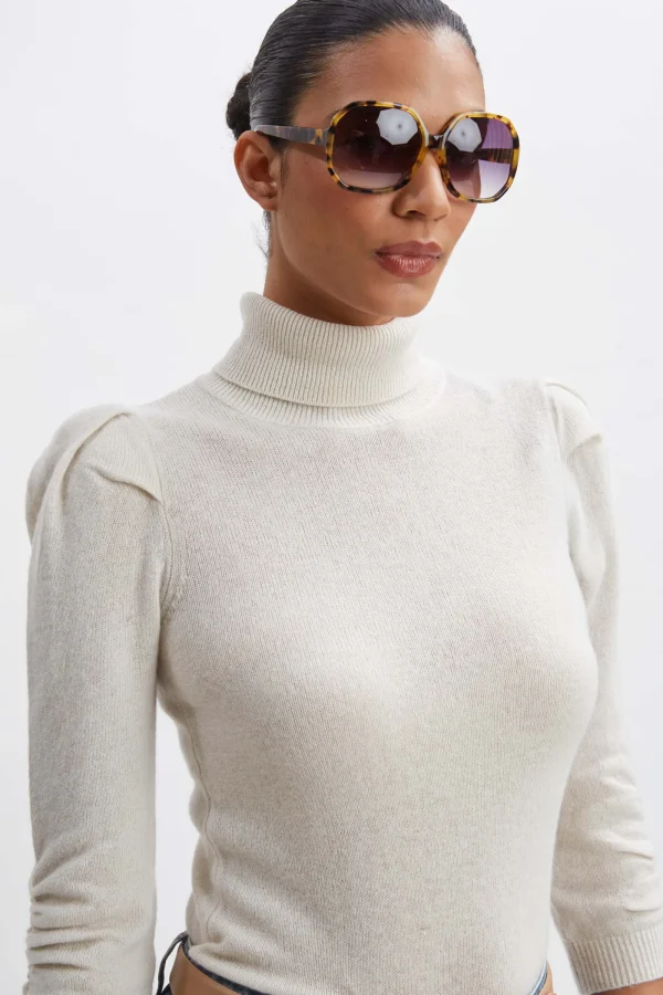 Elie Tahari Tops & Sweaters-Ruched Sleeve Cashmere Wool Sweater