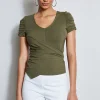 Elie Tahari Tops & Sweaters-Ruched Sleeve V-Neck Knit