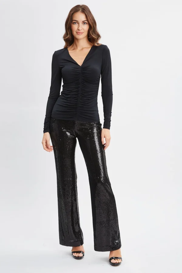 Elie Tahari Tops & Sweaters-Ruched V-Neck Knit