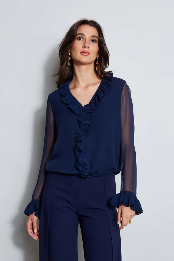 Elie Tahari Tops & Sweaters | Suiting-Ruffle Silk Shirt