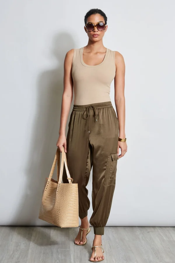 Elie Tahari Bottoms-Satin Cargo Pant