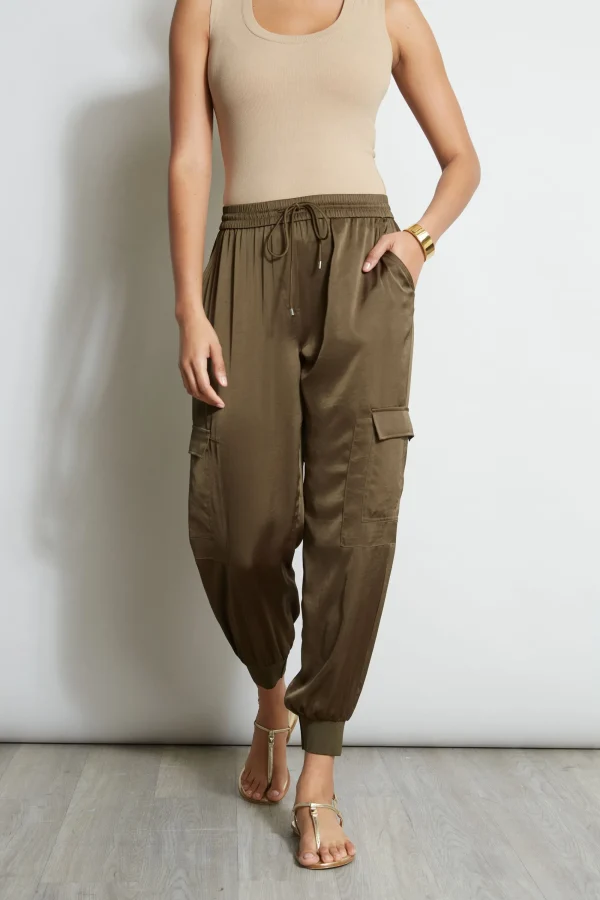 Elie Tahari Bottoms-Satin Cargo Pant