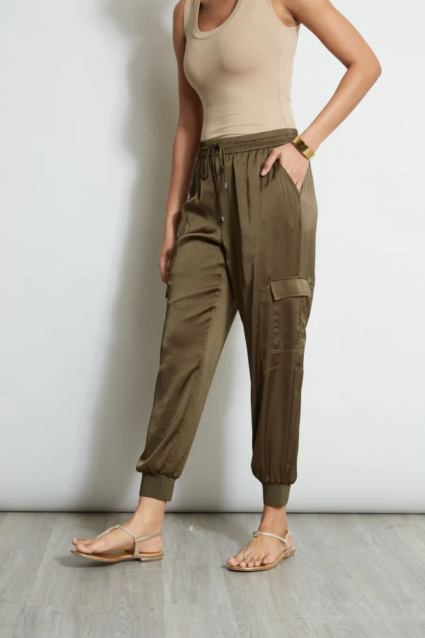 Elie Tahari Bottoms-Satin Cargo Pant