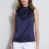 Elie Tahari Tops & Sweaters-Satin Draped Neck Top