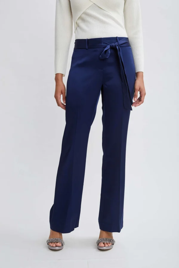 Elie Tahari Bottoms-Satin Fit & Flare Sash Pant