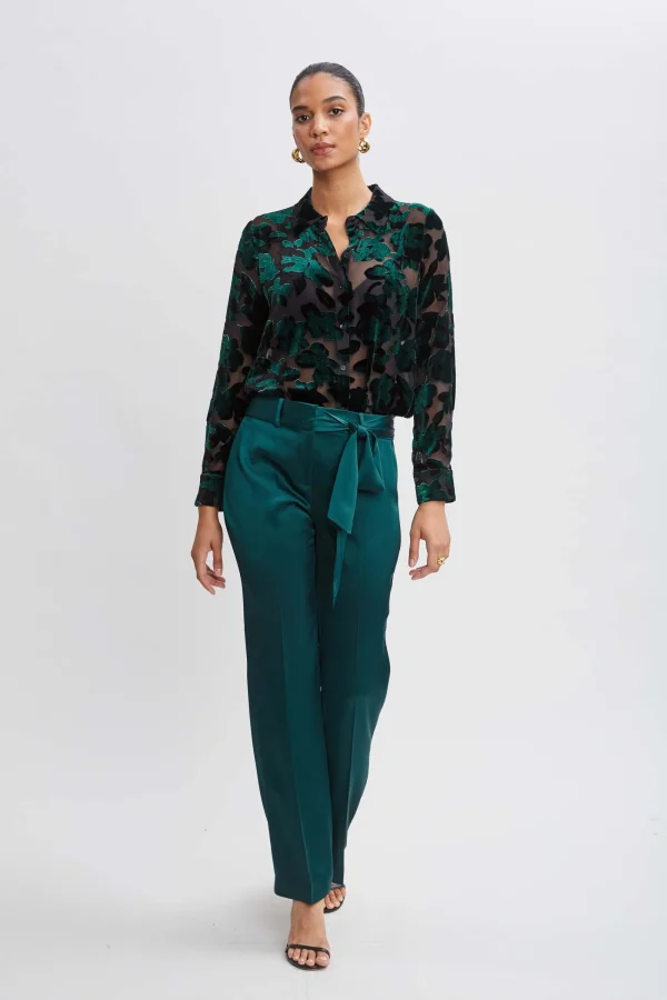 Elie Tahari Bottoms-Satin Fit & Flare Sash Pant