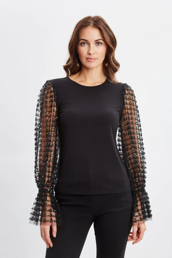 Elie Tahari Tops & Sweaters-Sequin Sleeve Knit