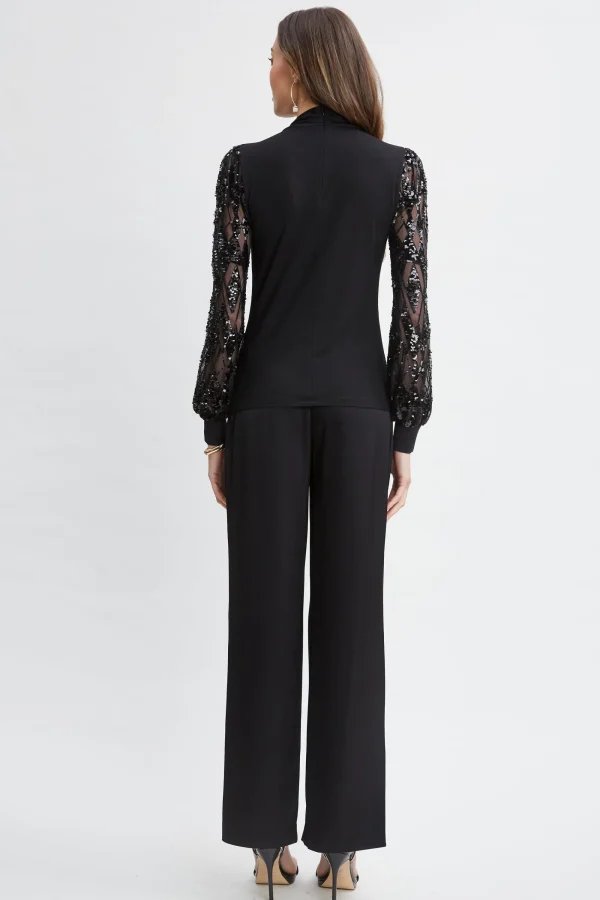 Elie Tahari Tops & Sweaters-Sequin Sleeve Twist Neck Knit