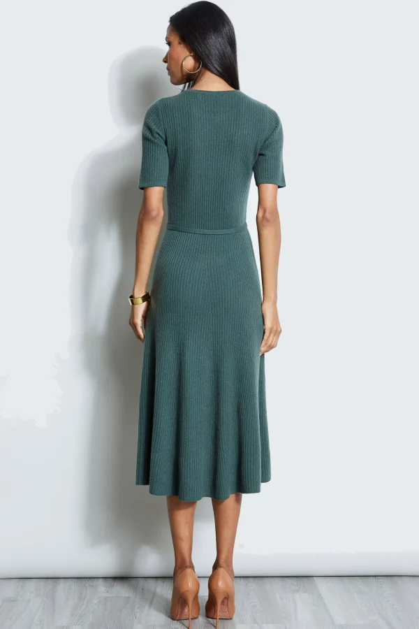 Elie Tahari Short Sleeve Dresses | Midi Dresses-Short Sleeve Cashmere Belted Dress