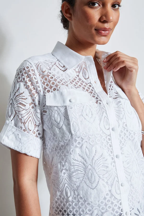 Elie Tahari Tops & Sweaters-Short Sleeve Lace Utility Shirt