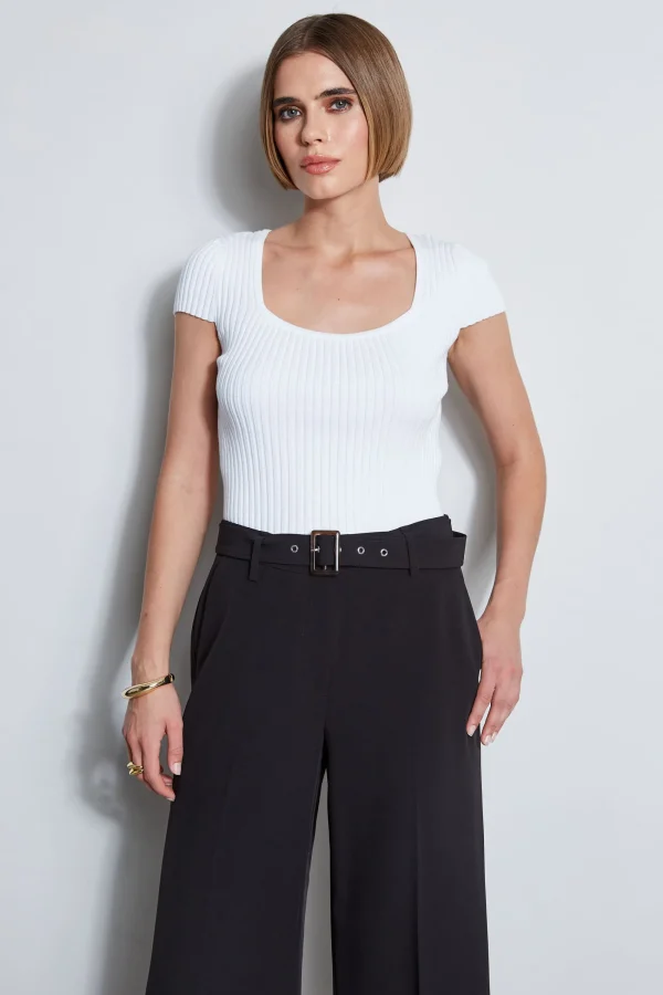 Elie Tahari Tops & Sweaters-Short Sleeve Rib Sweater