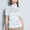 Elie Tahari Tops & Sweaters-Short Sleeve Satin Front Sweater