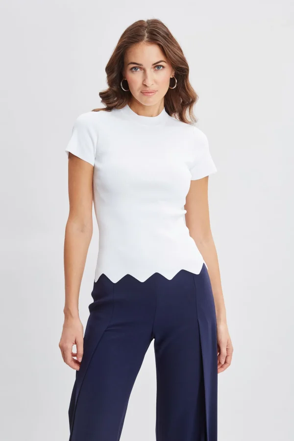 Elie Tahari Tops & Sweaters-Short Sleeve Scallop Sweater