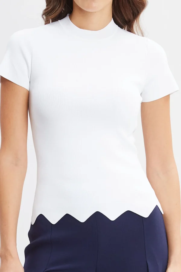 Elie Tahari Tops & Sweaters-Short Sleeve Scallop Sweater