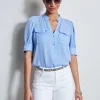 Elie Tahari Tops & Sweaters-Short Sleeve Silk Utility Shirt