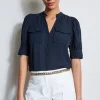 Elie Tahari Tops & Sweaters-Short Sleeve Silk Utility Shirt