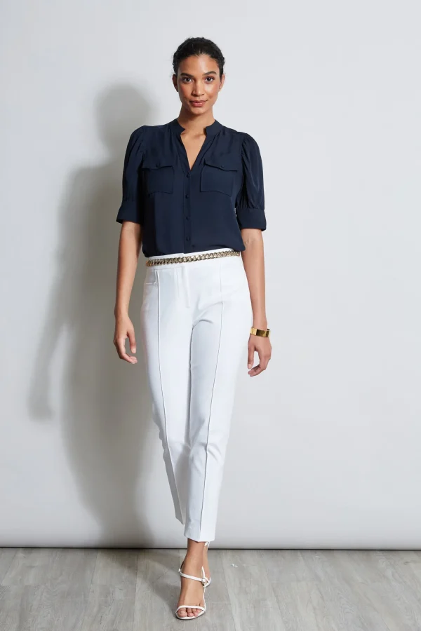 Elie Tahari Tops & Sweaters-Short Sleeve Silk Utility Shirt