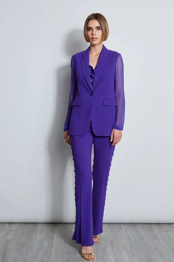 Elie Tahari Bottoms | Suiting-Side Button Crepe Pant