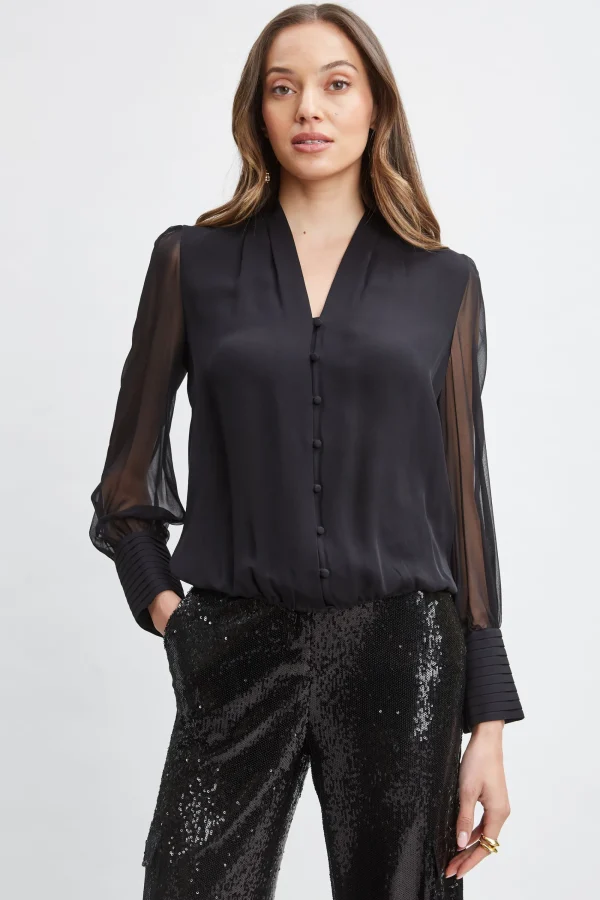 Elie Tahari Tops & Sweaters-Silk Blouson Button Shirt