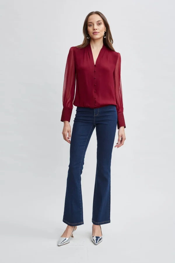 Elie Tahari Tops & Sweaters-Silk Blouson Button Shirt