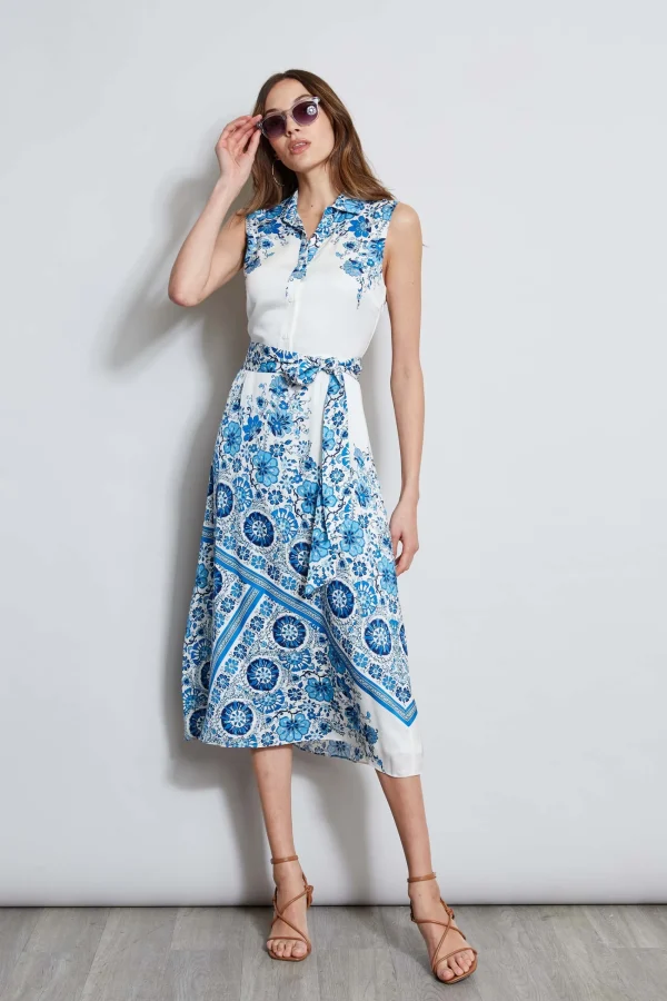 Elie Tahari Dresses & Jumpsuits | Midi Dresses-Silk Cascade Garden Shirt Dress