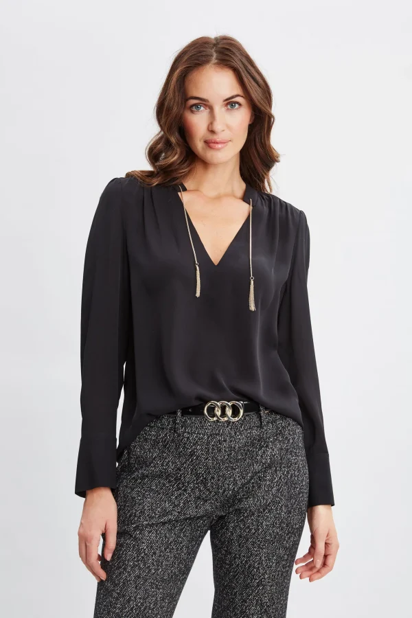 Elie Tahari Tops & Sweaters-Silk Chain Tassel Shirt