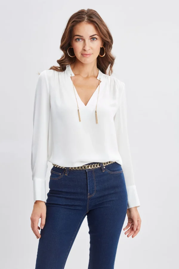 Elie Tahari Tops & Sweaters-Silk Chain Tassel Shirt