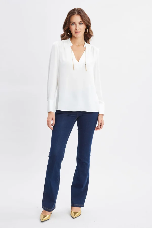 Elie Tahari Tops & Sweaters-Silk Chain Tassel Shirt