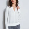 Elie Tahari Tops & Sweaters-Silk Contour Neck Rib Trim Shirt