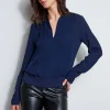 Elie Tahari Tops & Sweaters-Silk Contour Neck Rib Trim Shirt