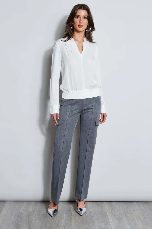 Elie Tahari Tops & Sweaters-Silk Contour Neck Rib Trim Shirt