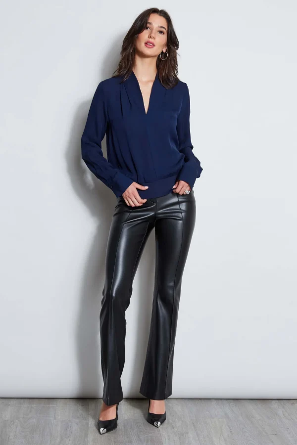 Elie Tahari Tops & Sweaters-Silk Contour Neck Rib Trim Shirt