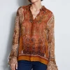 Elie Tahari Tops & Sweaters-Silk Crinkle Chiffon Raj Paisley Shirt