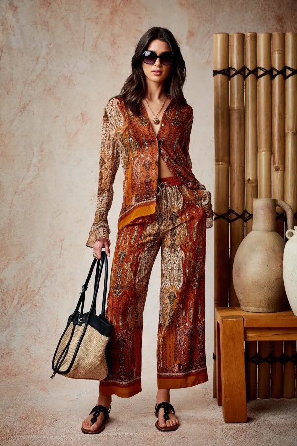 Elie Tahari Tops & Sweaters-Silk Crinkle Chiffon Raj Paisley Shirt