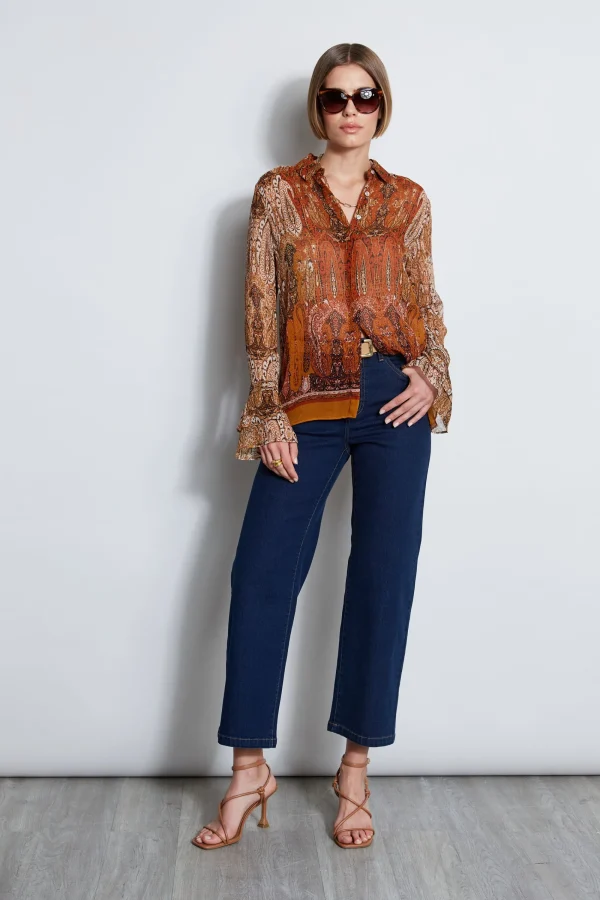 Elie Tahari Tops & Sweaters-Silk Crinkle Chiffon Raj Paisley Shirt