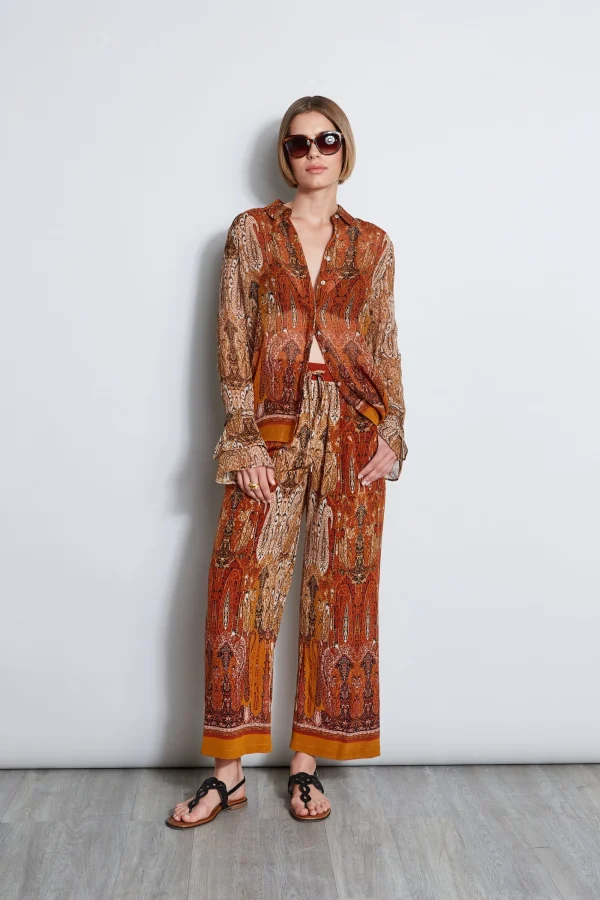 Elie Tahari Tops & Sweaters-Silk Crinkle Chiffon Raj Paisley Shirt