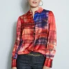 Elie Tahari Tops & Sweaters-Silk Digital Plaid Shirt