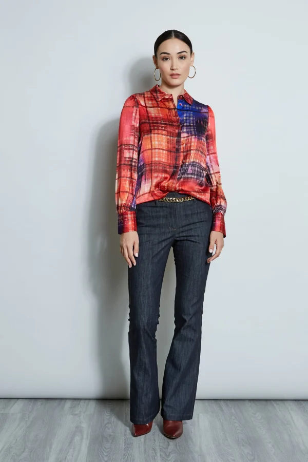 Elie Tahari Tops & Sweaters-Silk Digital Plaid Shirt