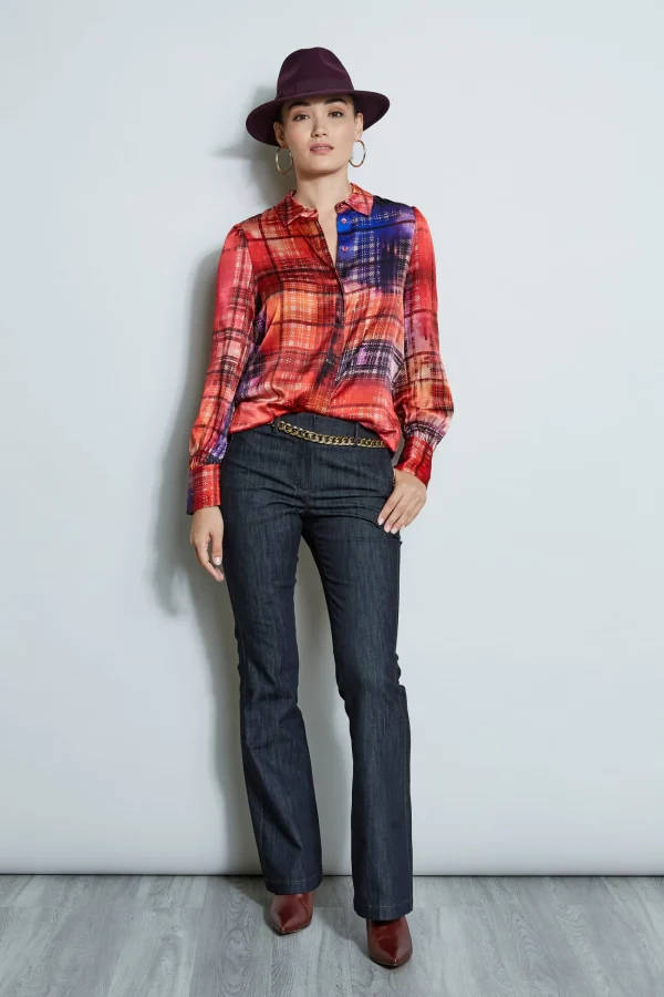 Elie Tahari Tops & Sweaters-Silk Digital Plaid Shirt