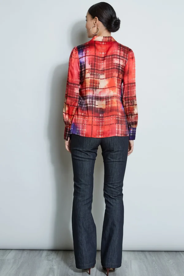 Elie Tahari Tops & Sweaters-Silk Digital Plaid Shirt