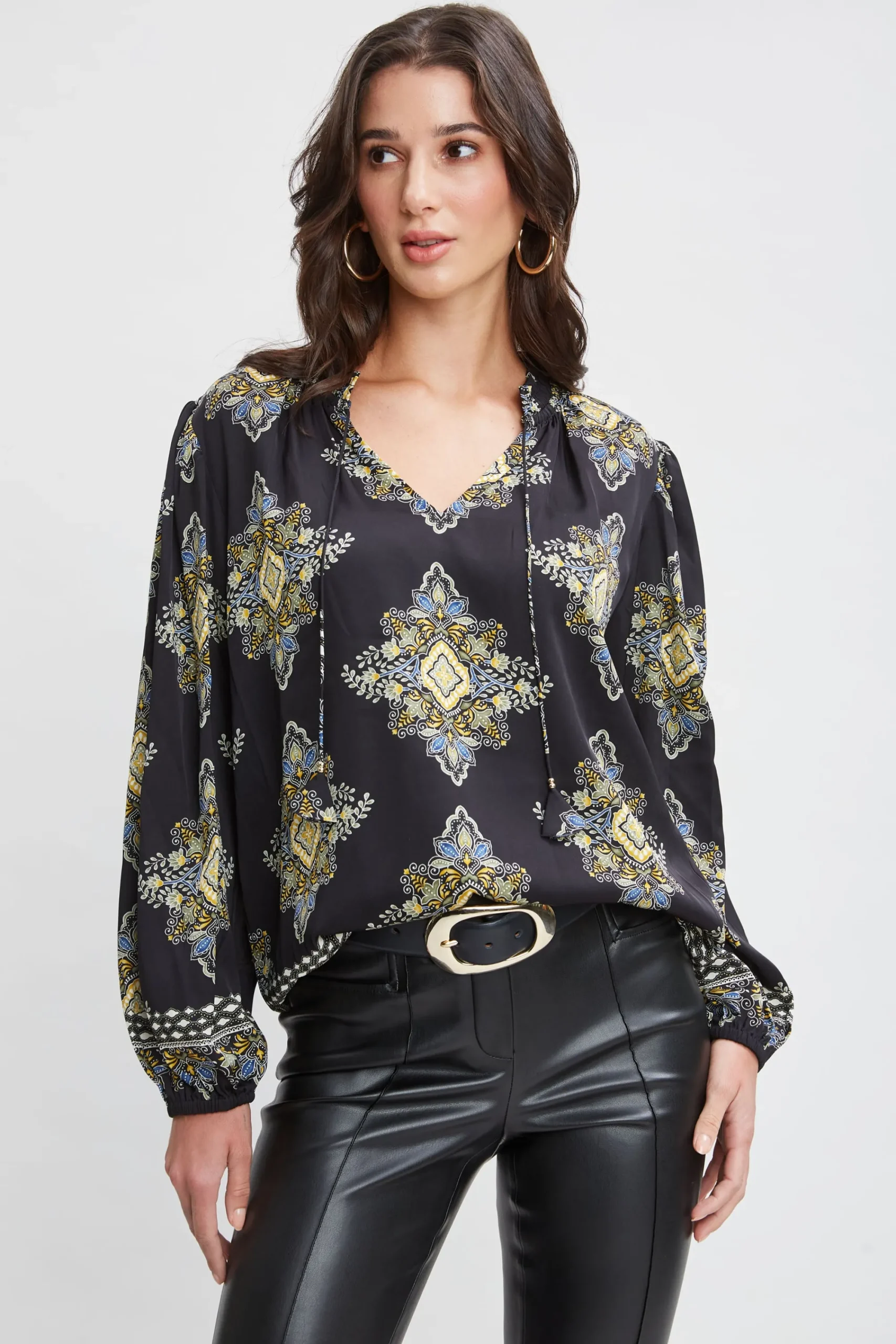 silk_geometric_shirt_0.webp Elie Tahari Tops & Sweaters-Silk Geometric Shirt