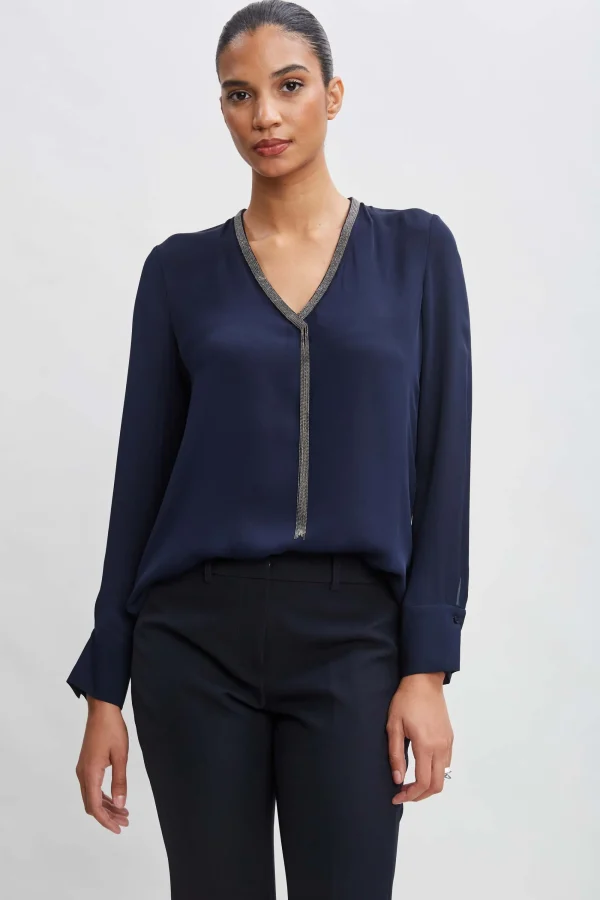 Elie Tahari Tops & Sweaters-Silk Long Sleeve Chain Shirt