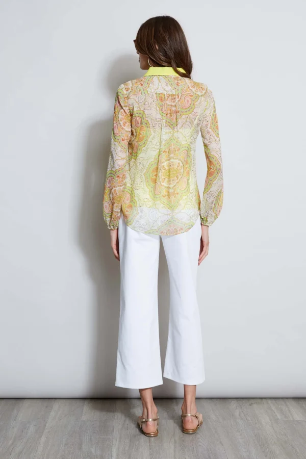 Elie Tahari Tops & Sweaters-Silk Mosaic Tile Button Down Shirt