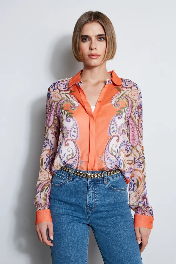 Elie Tahari Tops & Sweaters-Silk Paisley Button Down Shirt